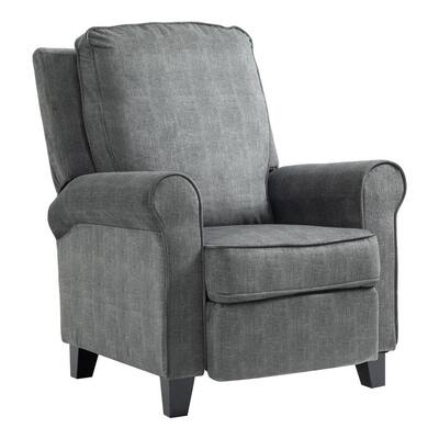 Gray Recliner Chair Modern Reclining Sofa with Roll Arm Pushback Manual Recliner Heavy Duty