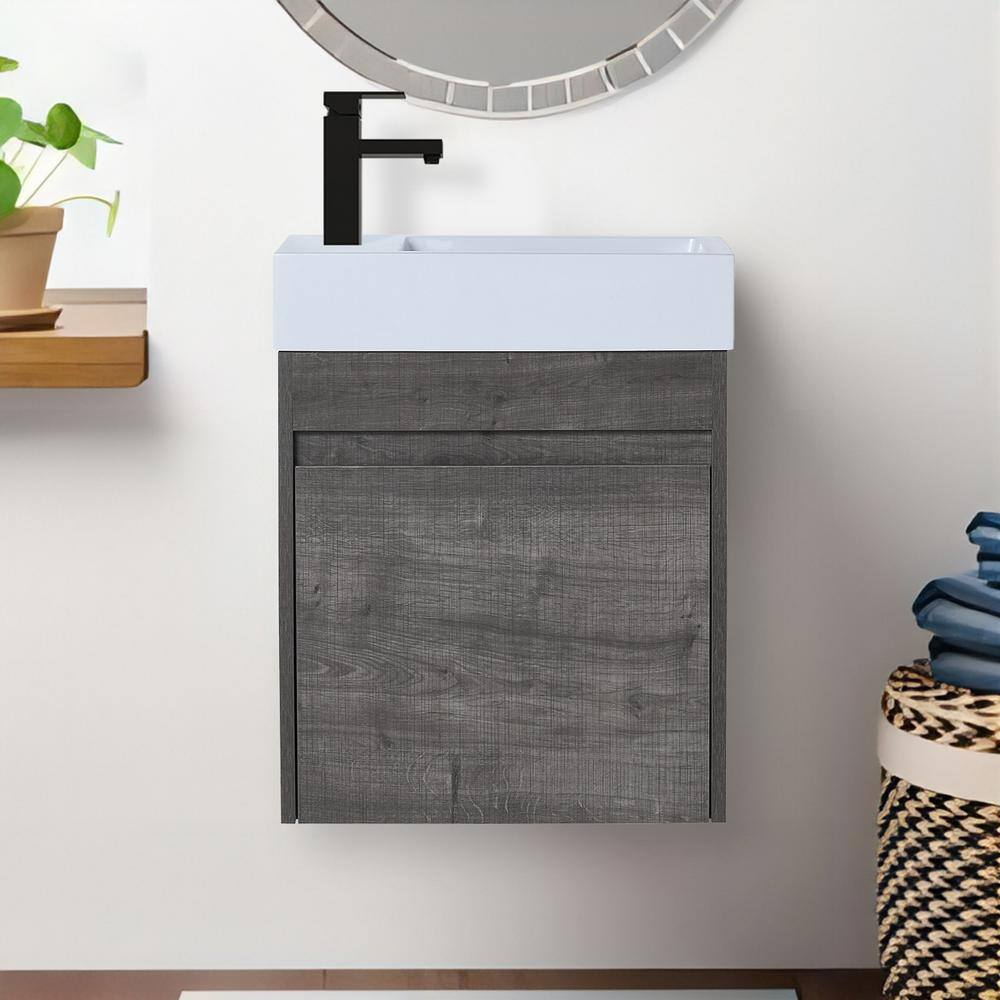 Modern 18 in. W X 10 in. D x 23 in. H Bath Vanity in Gray with White Resin Vanity Top price history on PriceWatchPro