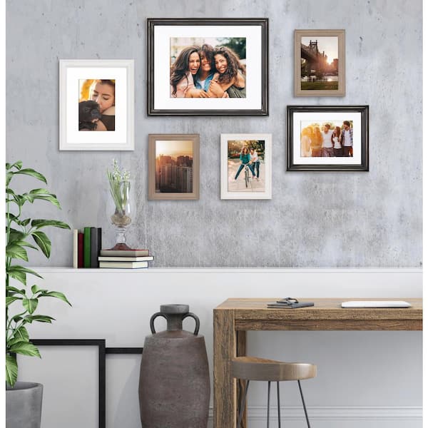 Kate and Laurel Calter Modern Wall Picture Frame Set, Gold 16x20 matted to  8x10, Pack of 3