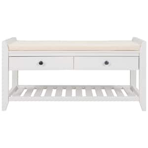 Liberty White Entryway Storage Bench with 2-Drawer (39 in. W x 14 in. D x 20 in. H)
