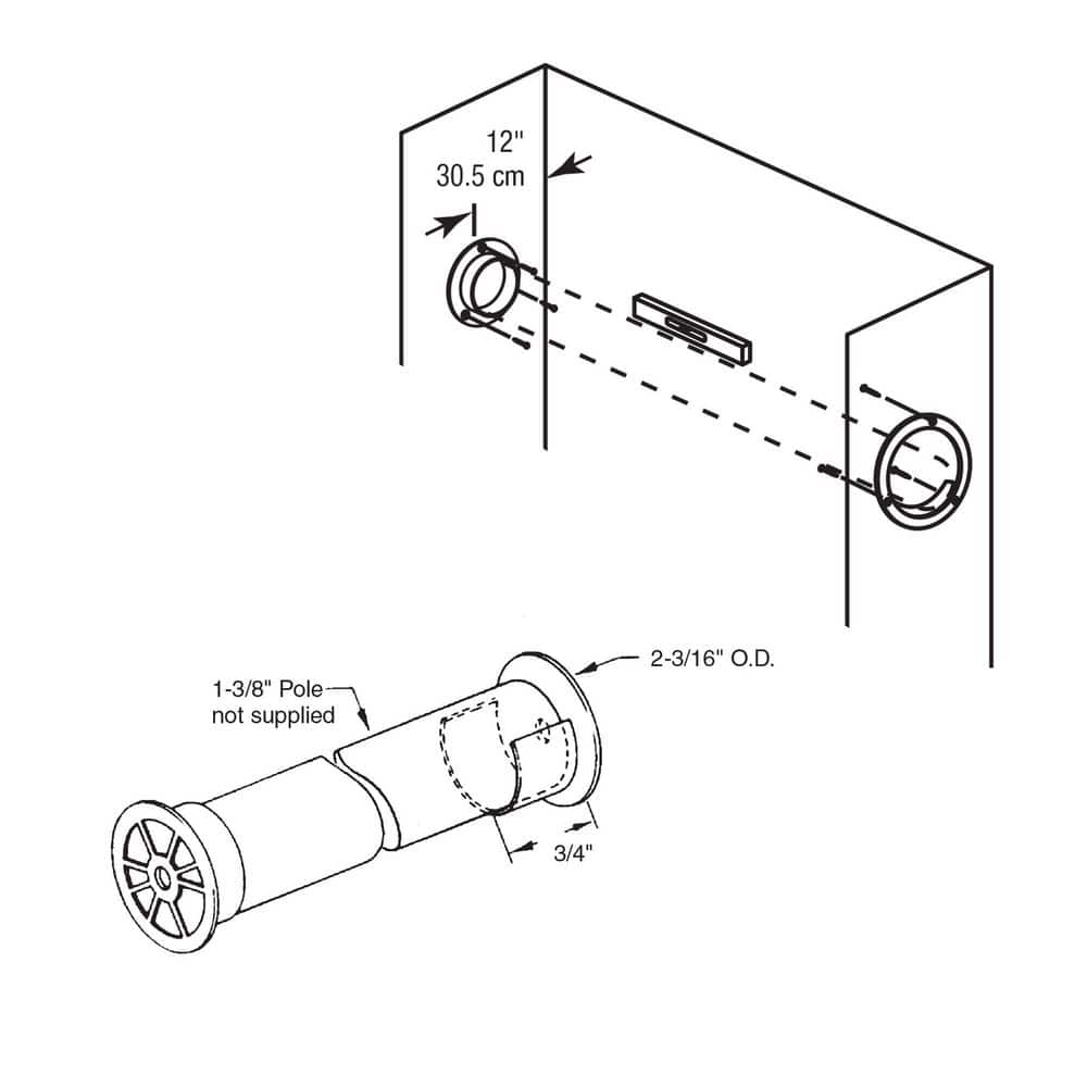 White Plastic Closet Pole Sockets for 1-3/8 Inch Rods