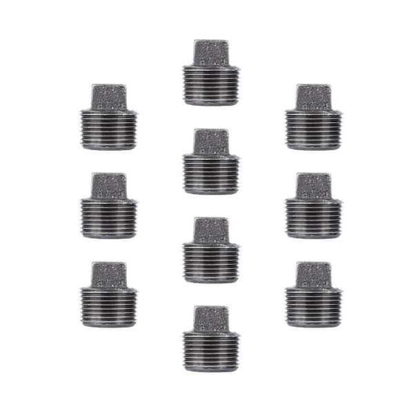 3/8 in. L Black Malleable Iron Pipe Cap, Threaded Fitting 150 lbs.  Application (10-Pack)
