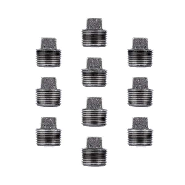 PIPE DECOR 1/2 in. x .5 in. L Black Iron Plug (10-Pack)
