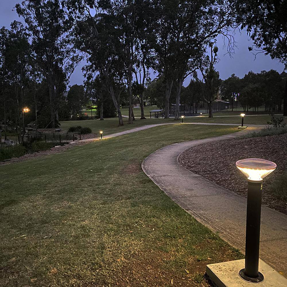 Solar Black LED Vandal Resistant Pathway Bollard Light