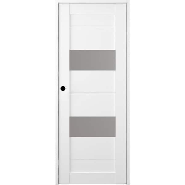 Belldinni 28 in. x 80 in. Vita Right-Hand Solid Core 2-Lite Frosted Glass Bianco Noble Wood Composite Single Prehung Interior Door