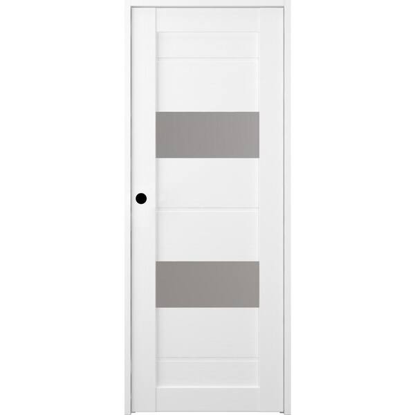 Belldinni 36 in. x 80 in. Vita Right-Hand Solid Core 2-Lite Frosted Glass Bianco Noble Wood Composite Single Prehung Interior Door