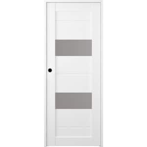 30 in. x 80 in. Vita Right-Hand Frosted Glass Solid Core Bianco Noble 2-Lite Wood Composite Single Prehung Interior Door