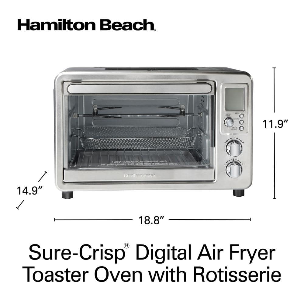 Stainless Steel Digital 6-Slice Air Fryer Toaster Oven with Rotisserie