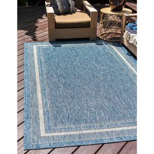 Outdoor Border Soft Border Blue 10 ft. x 14 ft. 1 in. Area Rug
