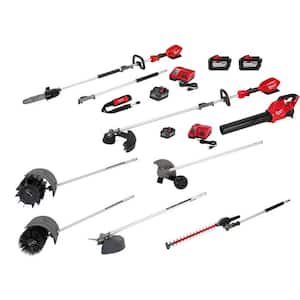 M18 18V Cordless Electric String Trimmer/Blower (4) QUIK-LOK Attachments/(4) Battery/(2) Charger Combo Kit (8-Tool)