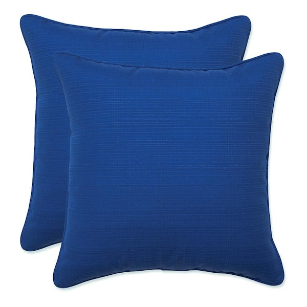 Pillow Perfect Solid Blue Square Outdoor Square Throw Pillow 2-Pack
