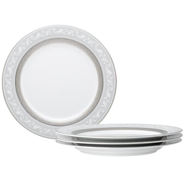 Noritake Crestwood Platinum 9 in. (Platinum) Porcelain Accent Plates, (Set of 4)