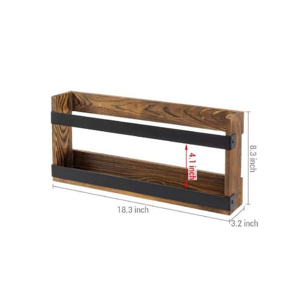 Dark Brown and Black 18. 3 in. x 8. 3 in. Wood and Matte Black