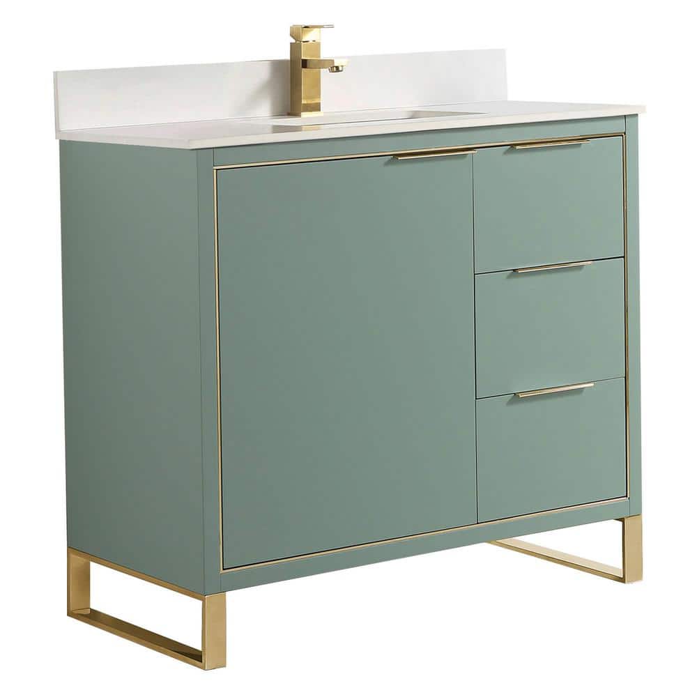 Opulence 36 in. W x 18 in. D x 33.5 in. H Bath Vanity in Mint Green with White Single sink Top price history on PriceWatchPro