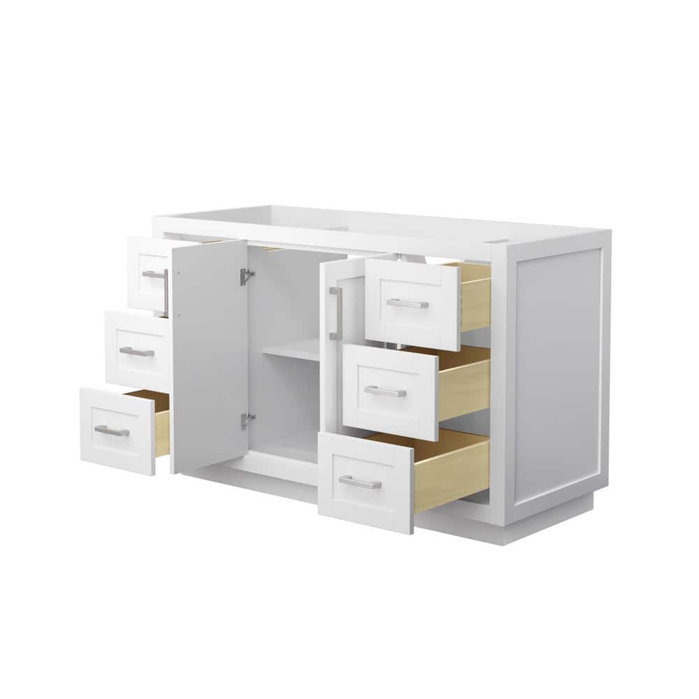 Miranda 54-Inch White Freestanding Single Bathroom Vanity with Brushed Nickel Trim
