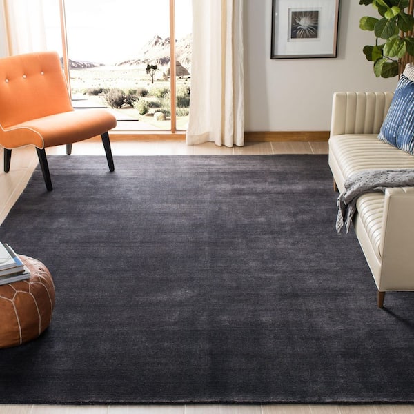 Himalaya 10 ft. x 14 ft. Black Striped Solid Color Area Rug