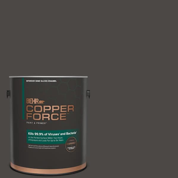 COPPER FORCE 1 gal. #HDC-CL-14A Warm Onyx Semi-Gloss Enamel Interior Virucidal & Antibacterial Paint & Primer