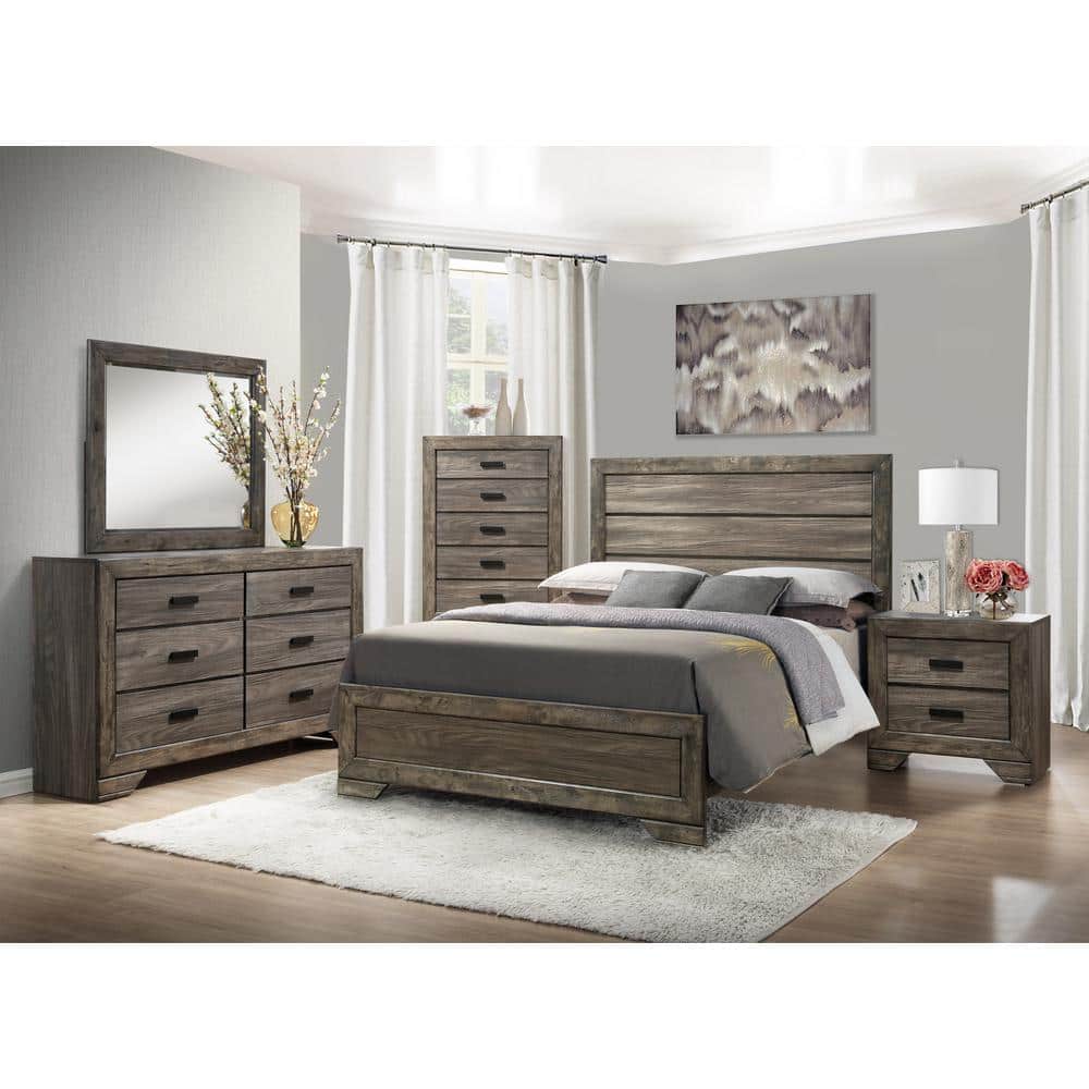 Grayson Rustic Gray Oak 6-Drawer Dresser with Beveled Mirror