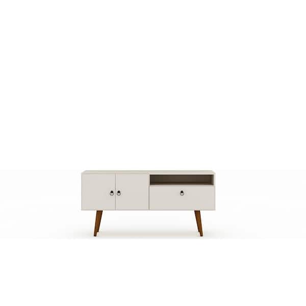 Luxor Montauk 53.94 in. Off-White TV Stand Fits TVs Up to 50 in. with Storage Doors and Shelves