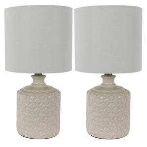 Della 17 in. Ivory Ceramic LED Table Lamps with Shade (Set of 2)