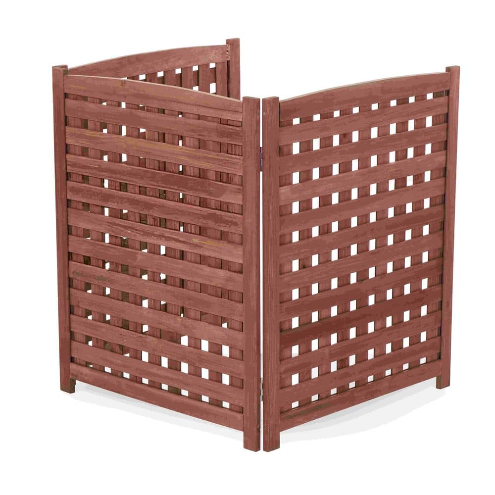 38 in. 3-Panels Wood Garden Privacy Fence in Brown
