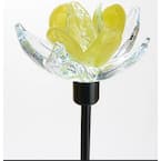 Solar Glass 5 in. Flower Stake in Yellow