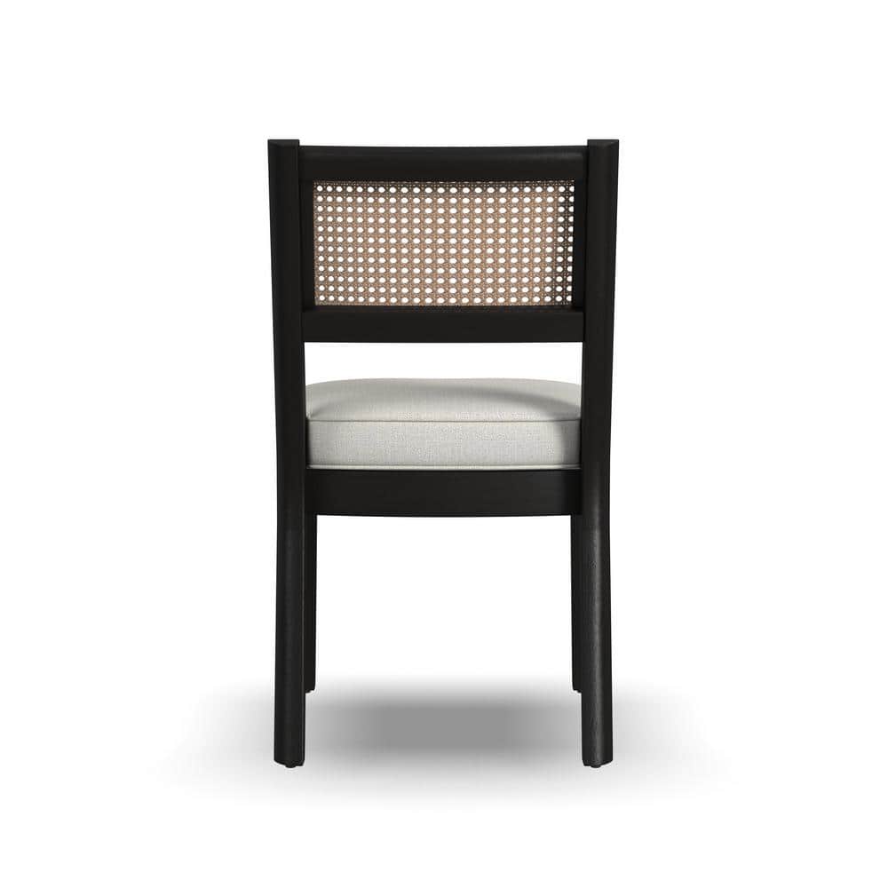 Brentwood Black Wood Round Dining Set with Ivory Cushions