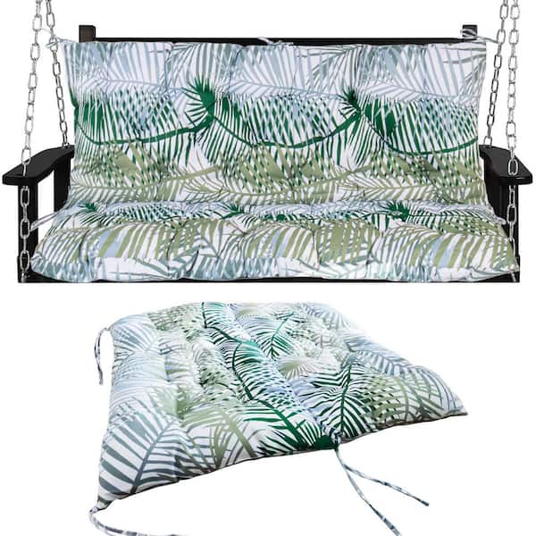 71 x 40 in. 3-Seater Replacement Outdoor Swing Cushions with Back Support, Waterproof Bench Cushion(Hawaii)