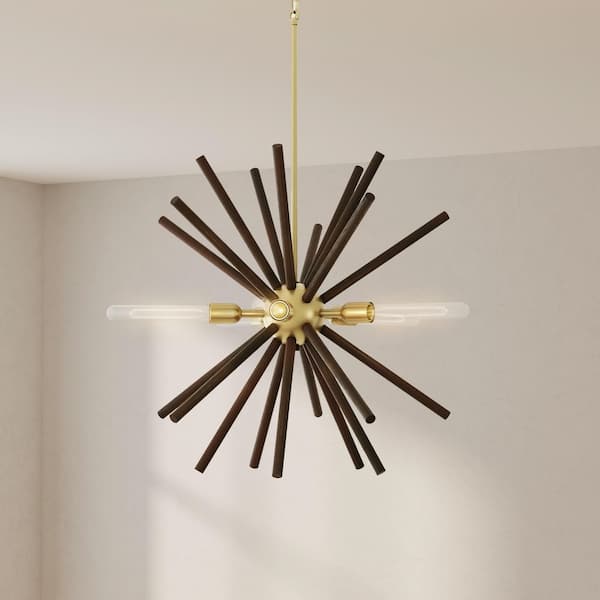 Progress Lighting Thorpe Collection 5-Light Satin Brass Mid-Century Modern Chandelier Light
