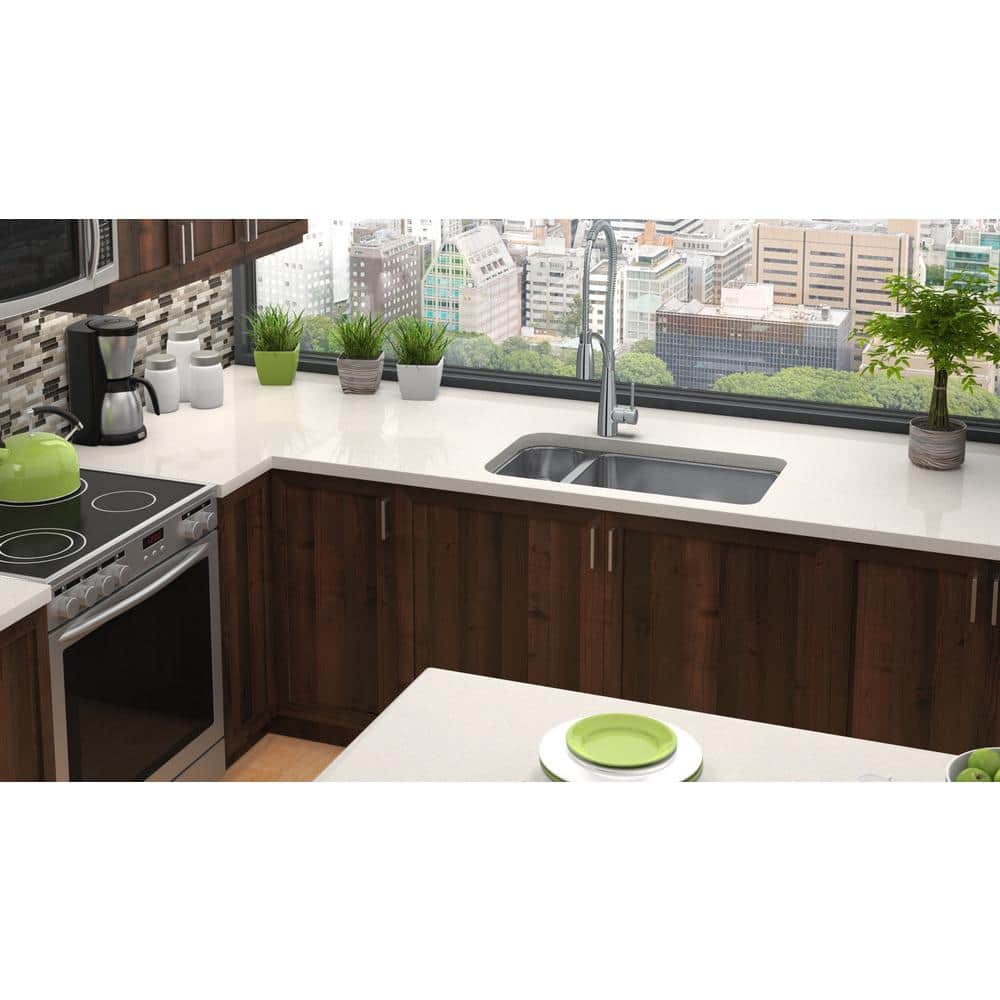 Lustertone 32" Stainless Steel Double Bowl Undermount Kitchen Sink