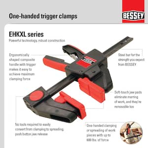EHK Series 12 in. 600 lbs. Capacity X-Large Trigger Clamp with 3-5/8 in. Throat Depth