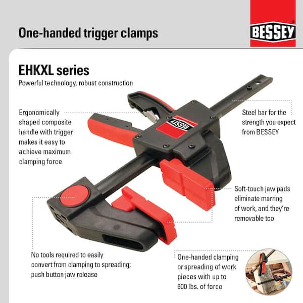 EHK Series 50 in. 600 lbs. Capacity X-Large Trigger Clamp with 3-1/8 in. Throat Depth