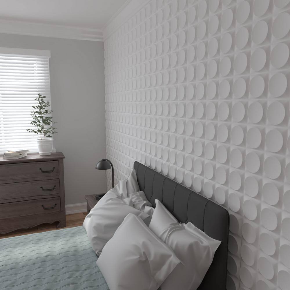 White Textured PVC 3D Decorative Wall Panel 11.88" x 11.88"
