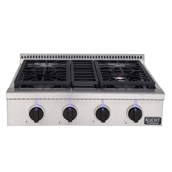 Kucht Professional 30 in. Propane Gas Range-Top with Sealed Burners in Stainless Steel with Tuxedo Black Knobs