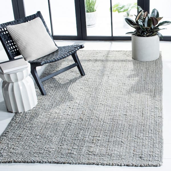 Natural Fiber Gray 4 ft. x 4 ft. Woven Cross Stitch Square Area Rug