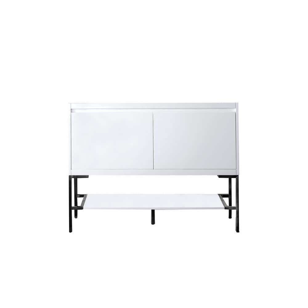 Glossy White and Matte Black 47" Single Bathroom Vanity Base