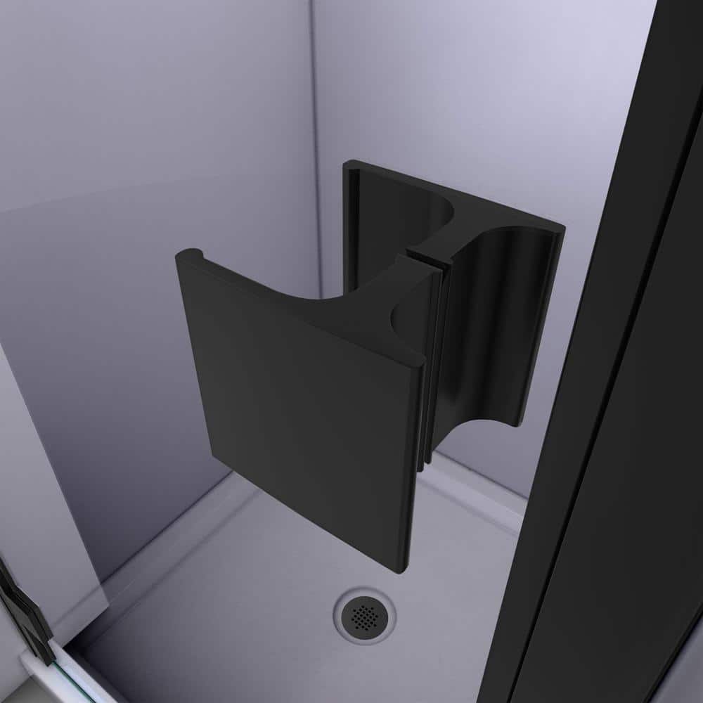 Satin Black Semi-Frameless Hinged Shower Door, 34-35" W x 72" H