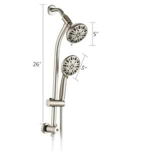 7-Spray Patterns with 1.8 GPM 5 in. Wall Mount Fixed Shower Head with Dual Shower Head Spa System in Brushed Nickel