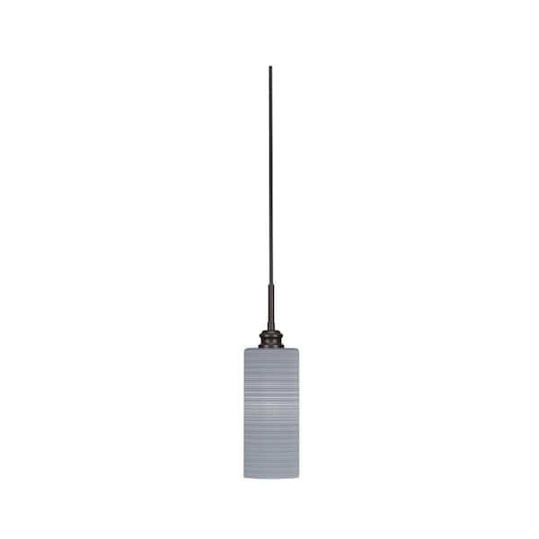 Unbranded Albany 60-Watt 1-Light Espresso Pendant Mini Pendant Light Gray Matrix Glass and Light Bulb Not Included