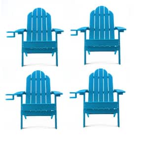 Phillida Blue Recycled HIPS Plastic Weather Resistant Reclining Outdoor Adirondack Chair Patio Fire Pit Chair(4pack)