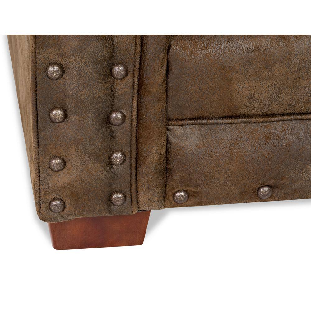 Rustic Angler's Cove Brown Microfiber Accent Chair with Wood Frame