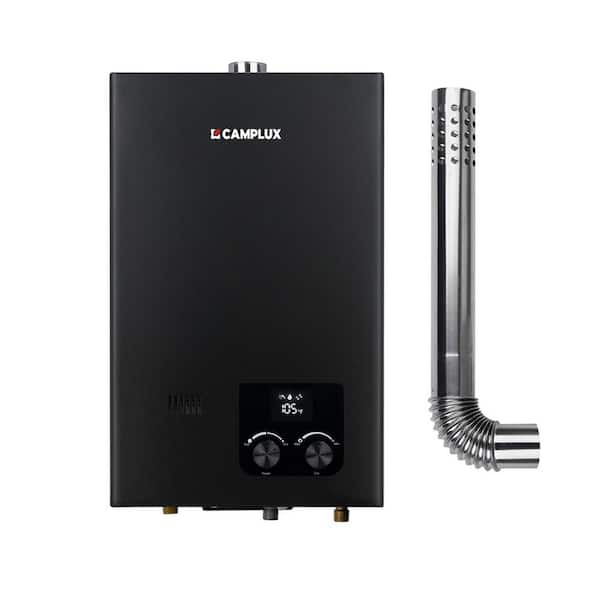 CAMPLUX Instant 2.64 GPM 68,000 BTU Indoor Propane Tankless Water Heater with Vent Pipe, Black