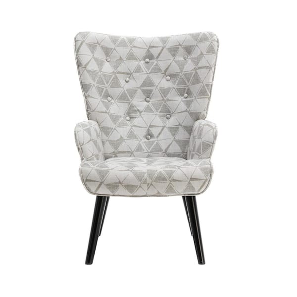 Unbranded Grey Geometry Polyester Wood Modern Leisure Accent Arm Chair for Living Room