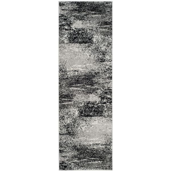 Adirondack Silver/Multi Solid Color 3 ft. x 16 ft. Distressed Runner Rug