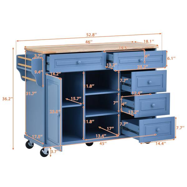 Service Cart w/ Locking Top & Drawer - Blue