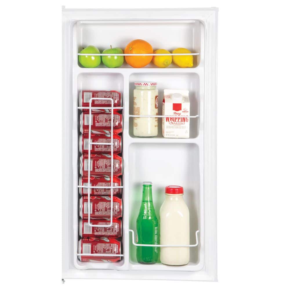 Compact White Freestanding Refrigerator with Glass Shelves