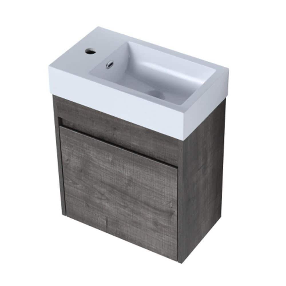 10 in. W x 18 in. D. x 22 in. H Bath Vanity in Plaid Grey Oak with White Gr