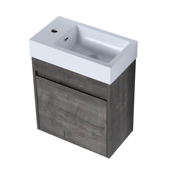 Unbranded 10 in. W x 18 in. D. x 22 in. H Bath Vanity in Plaid Grey Oak with White Granite Top