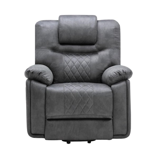 Unbranded Gray PU Leather Recliner Chair with Adjustable Massage Function and Heating System