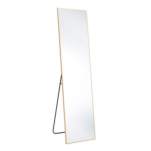 Miscool Avex Gold 16 in. W x 59 in. H Rectangle Aluminum Full Length Mirror With Stand